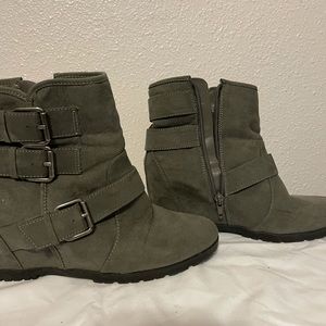Grey wedge ankle boots